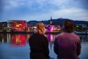 Linz Donauufer Abendstimmung